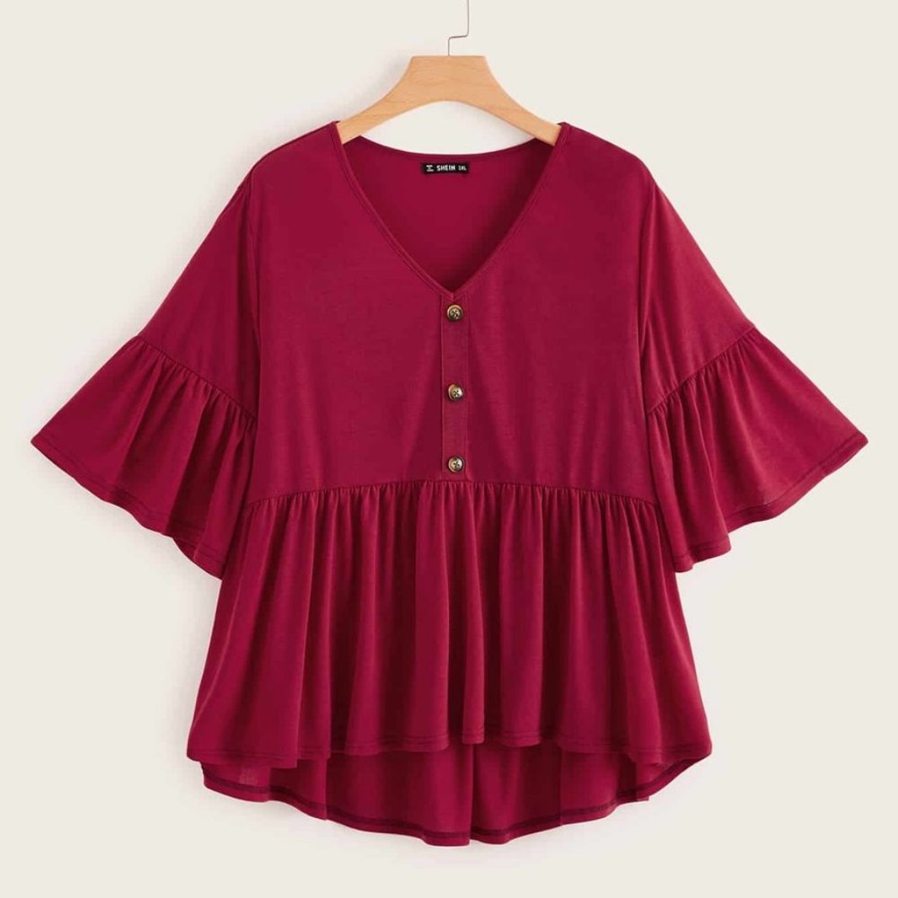 SHEIN v neck ruffle top